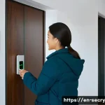 사물인터넷 IoT 과 바이오메트릭 보안의 통합 - A modern smart home interior scene featuring a diverse family interacting with biometric-enabled IoT...