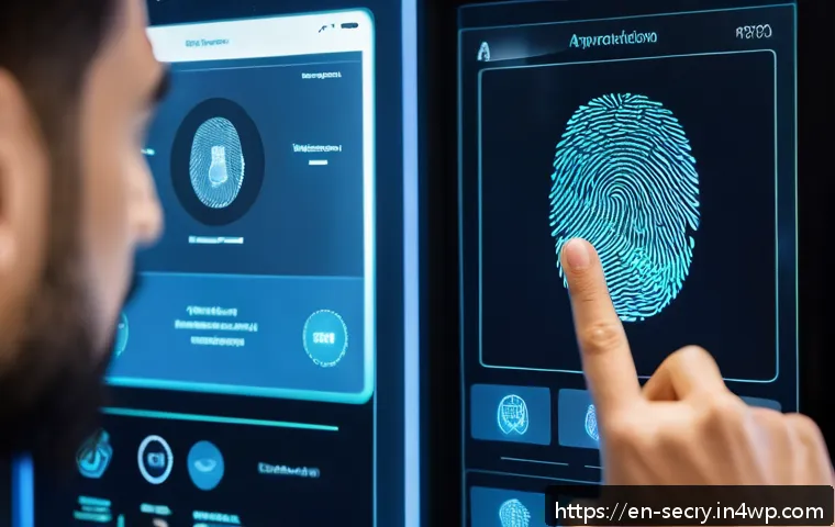 바이오메트릭 인증 도입 시 고려사항 - A high-tech biometric security control room featuring diverse biometric modalities in action: a clos...